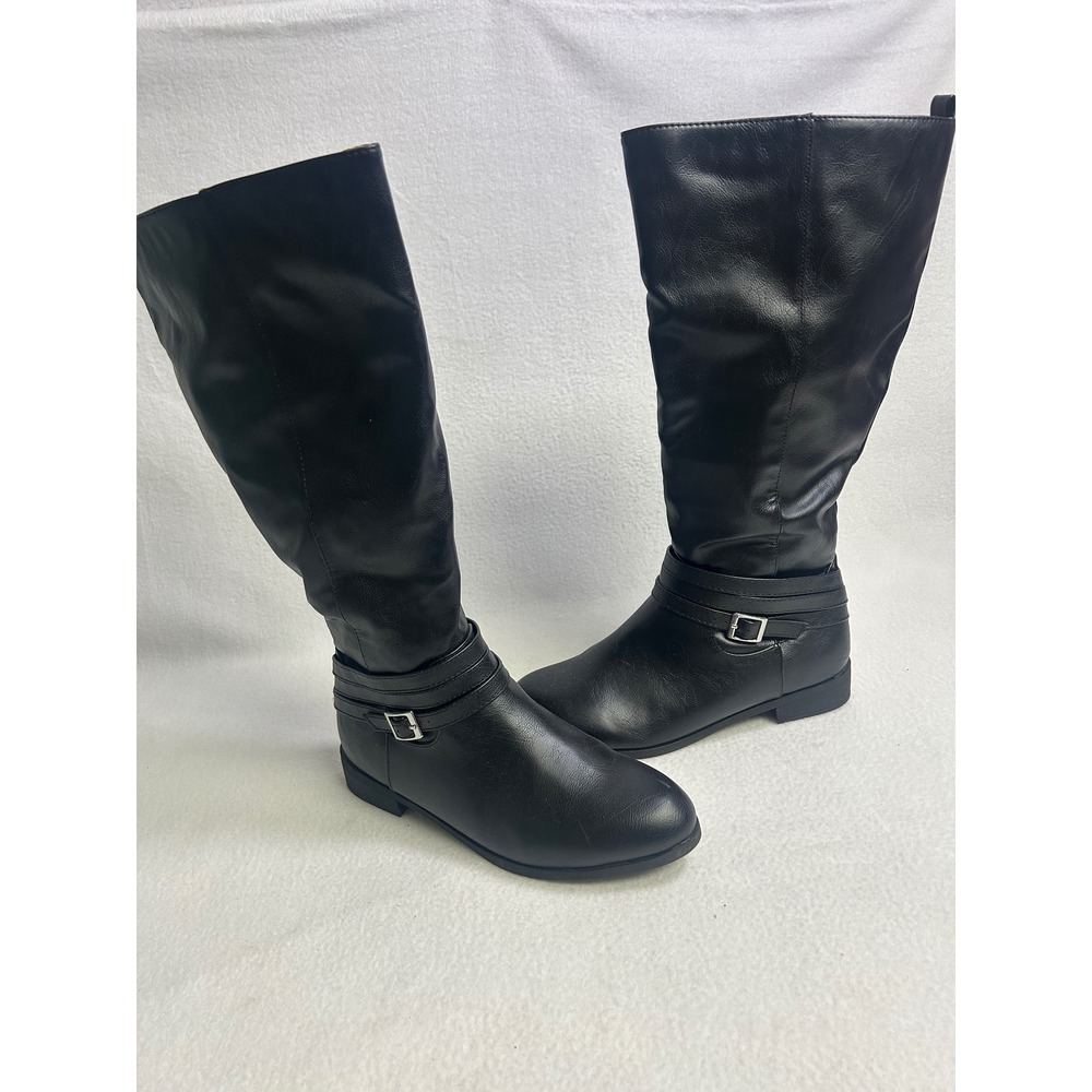 Equestrian Minimalist Journee Collection Womens 8.5 Black Extra Wide Calf Boots